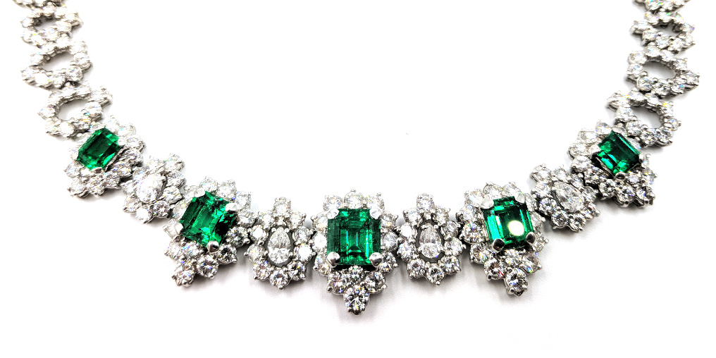 Gem Emerald and Diamond Necklace – Solovey Jewelers & Consignment Boutique